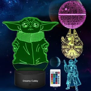 Star Wars Cadeau Lampe 3d Illusion Veilleuse, Quatre Motifs Et 7 Couleurs Changeantes De D&eacute;coration - Cadeaux Parfaits Pour Les Fans De Star Wars, Gar&ccedil;ons Et Filles Decoration Paques - Neuf