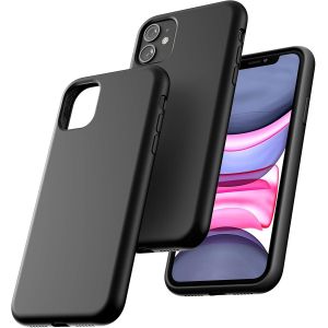 Coque 5-En-1 Pour Iphone 11 (6,1"") ¿ Silicone Liquide Noir, 2 Verres Trempés Écran + 2 Protections Objectif Caméra, Antichoc & Anti-Rayures - Neuf