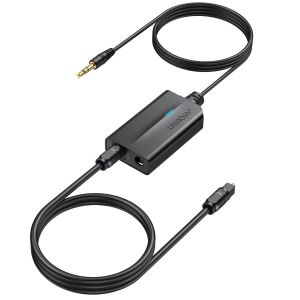 3,5 mm vers SPDIF,AUX à SPDIF-Convertisseur Audio Analogique à Numérique Prend en Charge la Sortie Audio 48K avec Optique 1m + RCA 1.1m pour Téléviseurs,Ordinateurs Portables,Projecteurs - Neuf