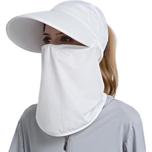 (Blanc) 1 Chapeau De Soleil À Large Bord Pour Femme, Casquette Amovible Pour Queue De Cheval Chapeau De Soleil Anti-Uv, Chapeau De Soleil Pour Jardin, Pêche, Randonnée - Neuf