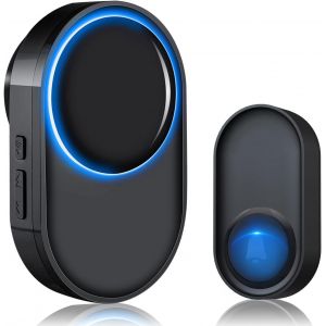 Sonnette sans Fil Port&eacute;e 400M/1300ft Carillon de Porte Ext&eacute;rieur &Eacute;tanche, 58 M&eacute;lodies, 5 Volumes(Noir) - Neuf