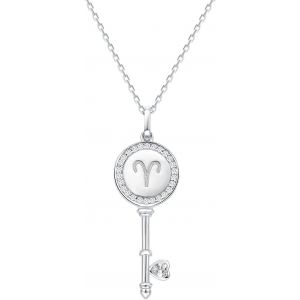 Collier Clé Collier Signe Astrologique Femme Argent 925,Collier Pendentif Zodiaque Bijoux Constellations Cadeau Pour Femmes Filles - Neuf
