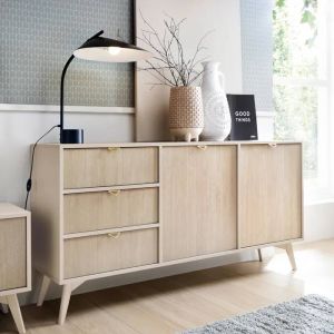 Buffet Komodee Tofino Kom2 Pieds En Bois Beige Chêne 38 X 158 X 80 Cm - Neuf