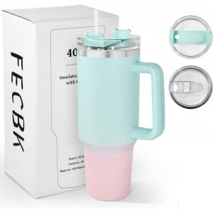Jgd-Mug Isotherme Avec Paille Et Poign&eacute;e 1.2l, Tasse Isotherme 100% Anti-Fuite, 34 Heures Froid, 12 Heures Chaud, Gobelet En Acier Inoxydable, Lavable Au Lave-Vaisselle, Bubble Gum - Neuf