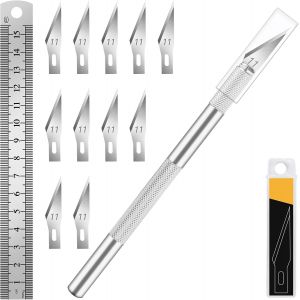 Mevronisshop-Scalpel De Pr&eacute;cision Avec Lame 10#11, Ruler, Pour Modelisme, Papier, Sculpture - Cutter De D&eacute;coupe (Argent) - Neuf