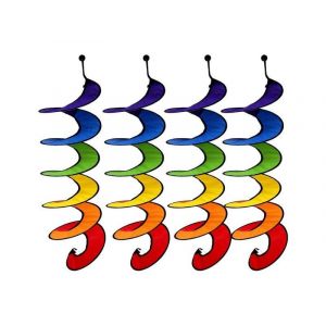 Lot De 4 Moulins &Agrave; Vent Arc-En-Ciel Pour D&eacute;coration Ext&eacute;rieure, Tente Suspendue, Tissu R&eacute;sistant, 22 X 145 Cm - Neuf