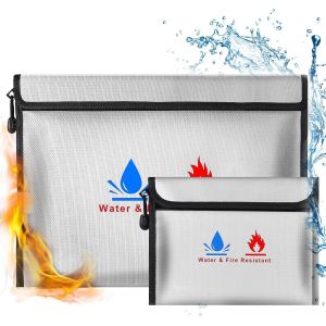 JEXNOVASHOP-Sacs anti-feu ,2 porte-documents ignifuges | Sac &eacute;tanche &agrave; feu pour documents de passeport bandatei d'argent | En fibre de verre de qualit&eacute; sup&eacute;rieure - Neuf