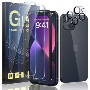 2+2, Verre Tremp&eacute; Pour Iphone 13 Mini 5,4"" Kit Outil D'Installation Facile, 2 Protection &Eacute;cran Vitre Pour Iphone 13 Mini Avec 2 Protection Camera [Facile &Agrave; Installer] [Sans Bulles] - Neuf