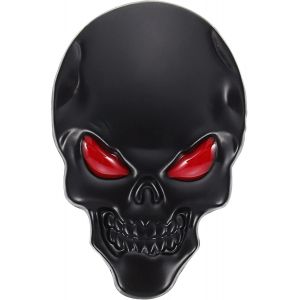 Autocollant 3d En Métal Noir Avec Tête De Mort Et Logo Pour Voiture - Neuf