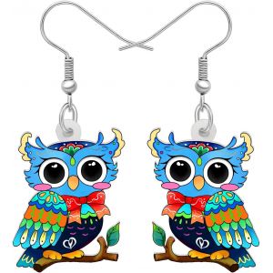 Kal-Cute Acrylique Hibou Boucles D'oreilles Pendentif Oiseau De Bande Dessinée Pour Les Femme Filles Hibou Amoureux Cadeaux - Neuf