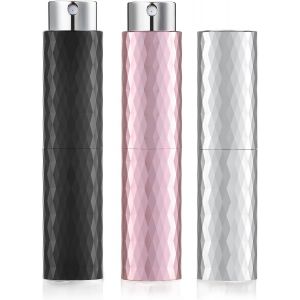 8ml Vaporisateur Vide de Sac Rechargeable,Atomiseur Parfum,Recharge Spray Flacon de Parfum,Pulverisateur Voyage (Rose,Noir,Argent) - Neuf