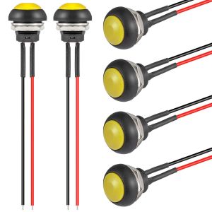 Bouton Poussoir 12Mm Etanche Interrupteur Jaune Mini Rond Réinitialisation Push Boutons On Off Micro Momentané Electronique Commutateurs Avec Fil (6 Pièces) - Neuf