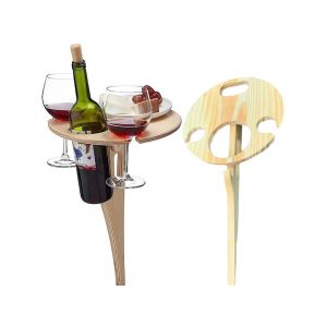 Table &agrave; vin d'ext&eacute;rieur portable avec porte-verres et porte-bouteilles - Neuf