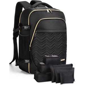acdsgd-Sac &agrave; Dos Voyage Cabine Avion 40x20x25 - Sac a Dos Voyage Antivol Imperm&eacute;able avec 6 sacs d'organisation - Sac de cabine adapt&eacute; &agrave; EasyJet 45x36x20 - Noir - Neuf