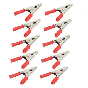 XYONG Lot de 10 pinces crocodiles J.60047, ouverture de 20 mm, en laiton, pour tests electriques, rouge - Neuf
