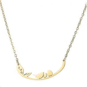 Betterlifefg-Trois Oiseaux Collier En Acier Inoxydable Petit Animal Design Personnalit&eacute; Collier Femmes,Or,34x12mm - Neuf