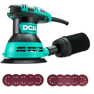 VornixorSarlshopPonceuse Excentrique 300W, 6 Vitesses 12000RPM Ponceuse Orbitale, avec 0.3L Collecteur de Poussi&egrave;re, 10Pcs 125MM Disque Abrasif pour Surfaces en Bois et Acier, Pon&ccedil;age et Polissage du - Neuf