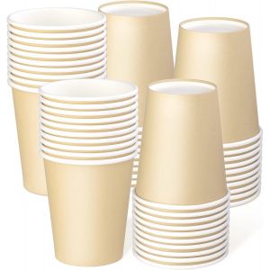 Checarzhn--No1-Lot De 50 Gobelets En Carton Bio 227 Ml - Jetables, Résistants À Emporter Pour Thé Et Boissons C S (Kaki) - Neuf