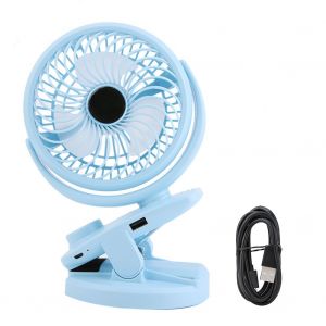 HJLIAN Mini ventilateur electrique de bureau portable, rechargeable par USB, rotation a 360 degres (bleu) - Neuf