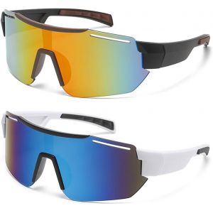 Lunette De Cyclisme Polaris&eacute;es, 2 Pi&egrave;ces Lunettes De Soleil Sport, Lunettes De Lunette Velo Homme Femmes, Anti Uv 400 Lunette Velo Route, Lunette De Cyclisme Coupe Vent Et Anti Bu&eacute;e (Color-B[Z4287] - Neuf