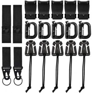 Eryi-19 Pcs Attachements Molle En Plastique Et Nylon Multifonction Mousqueton Molle Robuste Antifriction Attache Bracelet Paracorde Durable Pour Plein Air Camping Randonnée Sac À Dos Gilet - Neuf