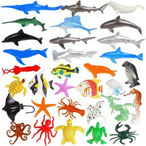 SANSH-32pcs Jouets d¿Animaux Marins,Figurine Animaux, Jouets de Bain - Jouets d¿Apprentissage de la Vie Marine, Cadeaux pour Enfants - Neuf
