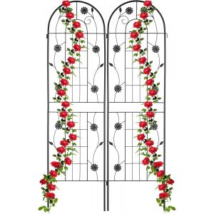LETNERNY-Grilles Tuteur Plantes, Set De 2, Hxl 180X50 Cm, Treillis Autonome Pour Fleurs, À Planter, En Métal, Noir - Neuf