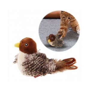 Jouet Interactif Pour Chat En Forme D'oiseau Gazouillant - Sons R&eacute;alistes Et Peluche Douce Pour Le Plaisir Des F&eacute;lins - Un Moment De Jeu Captivant Pour Votre Animal De Compagnie - Neuf
