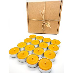 Lot De 16 Bougies Chauffe-Plat En Cire D'Abeille Fabriquées À La Main En 100 % Cire D'Abeille Dans Des Enveloppes En Aluminium Argentées - Neuf