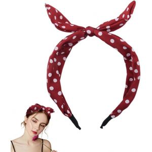 Kalanka-Serre-Tête Avec N?Ud Rouge À Pois Pour Femmes Et Filles, Bandeau Noué Avec N?Ud Rouge Pour Halloween, Bandeau À Pois Rouges Pour Femmes Et Filles - Neuf
