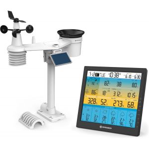 ChenQuanSarl-Wlan 4Cast Station Météo Sans Fil Wifi Avec Capteur Extérieur 7 En 1 À LÉnergie Solaire Avec Prévisions Météo À 6 Jours Et DAutres Données Météo Noir - Neuf