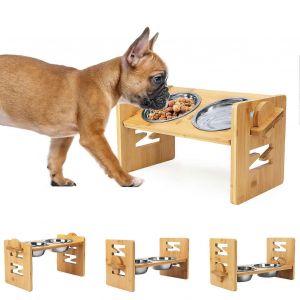 Gamelles Reglables Surelevees Et Inclinees Pour Chiens De Petite Et Moyenne Taille, Mangeoires Plates Pour Chiots Et Chats - Neuf