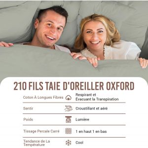 Coton Set De 2 Taies D'oreiller 50x75 Cm Argent, 100% Coton Longue Dur&eacute;e En Percale Taies D'oreiller En Coton 50x75 Avec Rabat De 20cm (Taies D'oreiller 2 Pi&egrave;ces) - Neuf