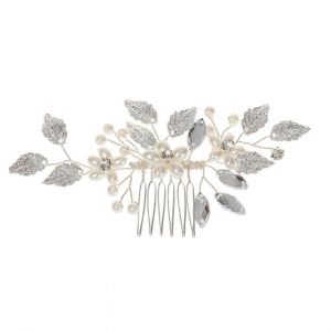 Peigne ¿¿ Cheveux Argent¿¿ Orn¿¿ De Strass, Accessoire ¿¿L¿¿Gant Pour Les Coiffures De Mari¿¿E, Id¿¿Al Pour Les Mariages, Les Banquets Et Les Bals De Fin D'ann¿¿E. - Neuf