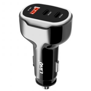Chargeur Allume Cigare 50W Double USB-C + USB Charge Rapide Compact LinQ Noir - Neuf