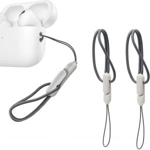 Dragonne de transport pour AirPods Pro 2, lani&egrave;re compatible avec AirPods Pro (2&egrave;me g&eacute;n&eacute;ration) 2022, &eacute;tui pour AirPods,Gris - Neuf