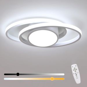 Ulteronixshop-Plafonnier Led, Luminaire Plafonnier Dimmable Rond 39w, Moderne Lampe De Plafond Avec Telecommande Per Salon, Chambre, Cuisine, Salle &Agrave; Manger, Blanc, 3000k-6500k - Neuf