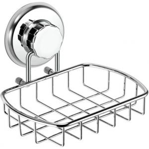Accessoires - Porte-savon à ventouse ultra-puissant - Porte-éponge robuste en acier inoxydable pour salle de bain et cuisine (chromé) - Neuf