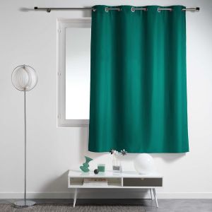 Rideau A Oeillets 140 X 180 Cm Polyester Uni Essentiel Emeraude - Neuf