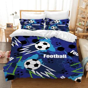 Sjzg-Housse De Couette Football Parure De Lit Sport Football Motif Pour Enfant 1/2 Personne,Housses De Couettes Microfibre Avec Fermeture &Eacute;clair Et 2 Taies D'oreiller 65x65 Cm (Football 03, 220 X 240 - Neuf