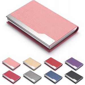 Cauc-Porte-Cartes De Visite Pour Femme, Porte-Cartes En M&eacute;tal, Porte-Carte Fin, Porte-Cartes De Visite Pour Homme Et Femme Avec Fermeture Magn&eacute;tique - Rose - Neuf