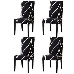 Lot de 4 housses de chaise extensibles et lavables pour chaises de salle &agrave; manger, coupe &eacute;lastique, plusieurs styles disponibles - Neuf
