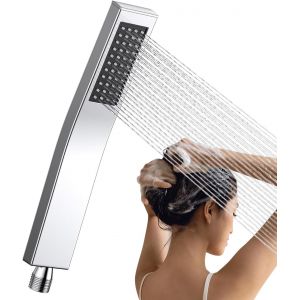 Pomme De Douche Haute Pression,Pommeau De Douche Carr&eacute;,Pommeau De Douche &eacute;Conomique,Raccord G 1/2 Pour La Plupart Des Tuyaux De Douche, Avec Buse En Silicone Autonettoyante - Neuf