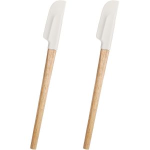 KALANKA-Lot de 2 petites spatules en silicone avec manche en bois - Spatules &eacute;troites - Pour la cuisine - De qualit&eacute; alimentaire - Flexible - Pour la p&acirc;tisserie, le m&eacute;lange - Neuf