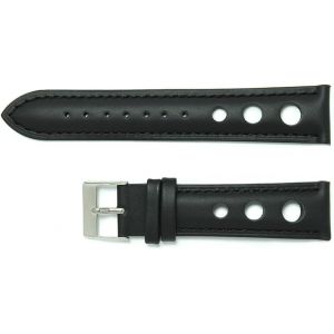 Eryi-Bracelet De Montre En Cuir Noir 18 Mm 20 Mm 22 Mm 24 Mm Ajouré Vintage Pour Homme Avec Boucle Brillante Rembourrée - Neuf