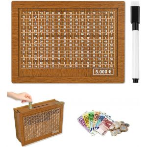 Loc-Tirelire En Bois,Tirelire Avec Compteur, Numérique Tirelire, Tirelire En Bois Pour Enfants Avec Marqueur,Tirelire Réutilisable,Pour Aider Les Enfants À Commencer À Economiser (5000€) - Neuf