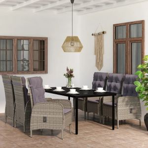 Prolenta Premium - Ensemble &Agrave; Manger De Jardin Coussins 7pcs Gris Et Noir - Neuf