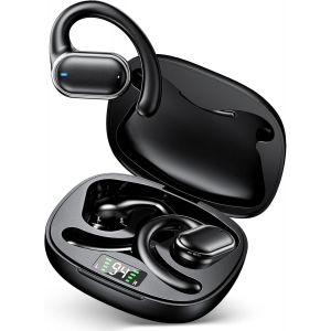 KALANKA-Casque de Sport sans Fil, Casque Bluetooth 5.3 Ouvert, avec Micro HD et Annulation du Bruit ENC, Basses Am&eacute;lior&eacute;es, Affichage LED, Casque Bluetooth &eacute;tanche IPX7 pour iOS et Android, Noir - Neuf