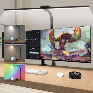 Lampe De Bureau Avec Contrôle Gestuel Et Télécommande,24w 80cm Rgb Lampes De Bureau À Pince Puissante À Double,Intensité Variable,Protection Des Yeux Lampe De Table Pour Design,Lecture - Neuf