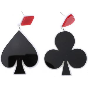 Kal-1 Paire De Boucles D'oreilles En Forme De Cartes À Jouer - Boucles D'oreilles De Poker - Boucles D'oreilles Pendantes Pour Femme - Créoles En Acrylique - Cristaux - Décoration Cubique - - Neuf